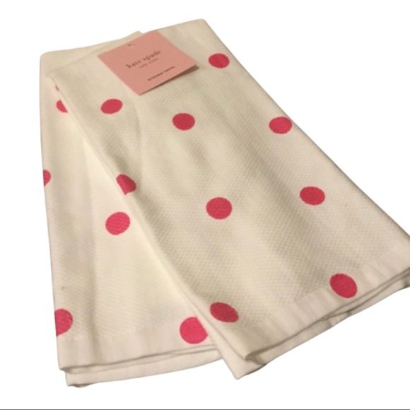 🆕 Kate Spade Pink Deco Dot Kitchen Tea Towel Set - Picture 2 of 4